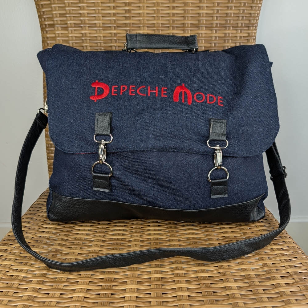 Depeche Mode Denim Messenger Bag Global Spirit Tour VIP Package Embroidered Blue